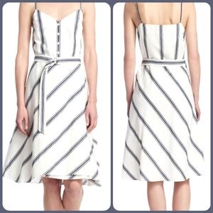 *HP* Rag+Bone White/Navy Striped A-Line Dress